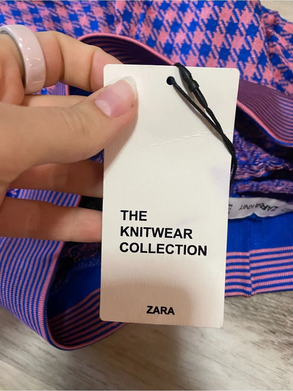 Zara Knitwear Pink & Blue Houndstooth Women’s Shorts- NWT